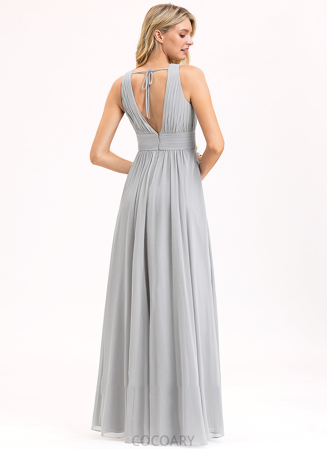 A-Line Pockets Floor-Length Bow(s) V-neck Length Fabric Ruffle Embellishment Silhouette Neckline Elaine Bridesmaid Dresses