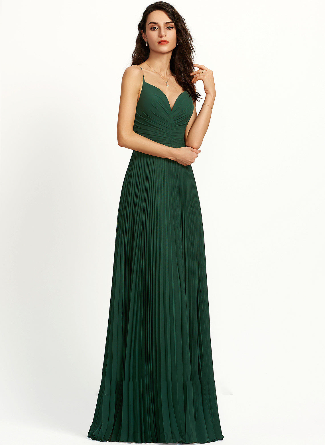 Embellishment Fabric Floor-Length Neckline A-Line V-neck Silhouette Length Pleated Rosalie Floor Length V-Neck Bridesmaid Dresses