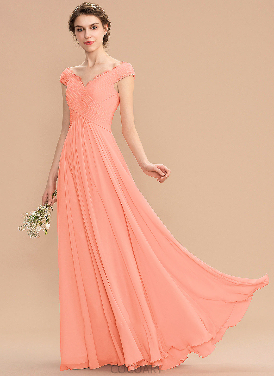 Lace Length A-Line Silhouette Floor-Length Embellishment Off-the-Shoulder Fabric Ruffle Neckline Lilia Off The Shoulder Bridesmaid Dresses