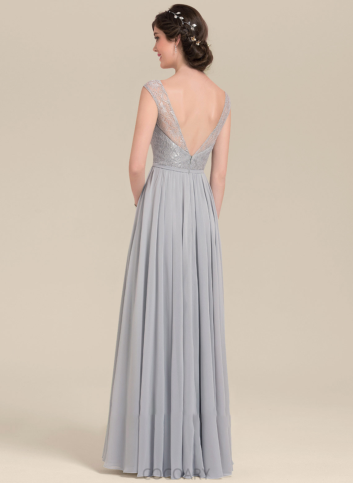 Fabric V-neck Floor-Length Silhouette Length A-Line Neckline Bow(s) Embellishment Melina Sleeveless A-Line/Princess Bridesmaid Dresses