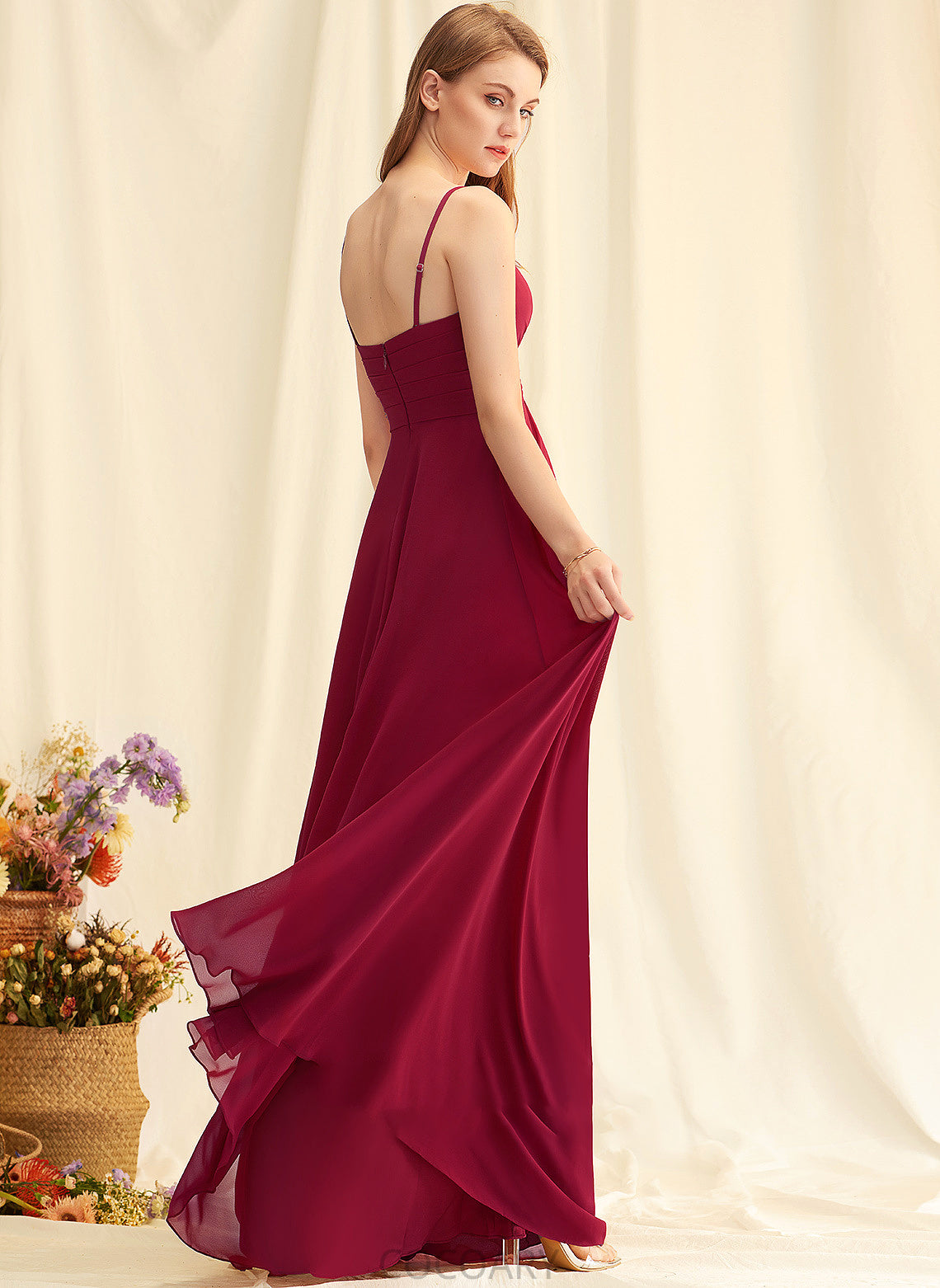 Neckline Length Floor-Length Ruffle V-neck A-Line Embellishment Fabric Silhouette Thea Floor Length Sleeveless Bridesmaid Dresses