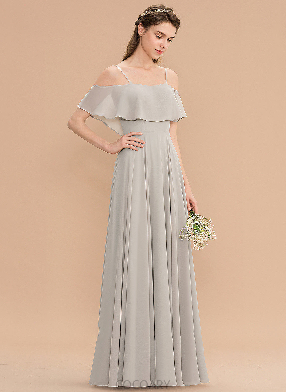 Silhouette Fabric Straps Floor-Length Off-the-Shoulder Neckline A-Line Length Rita Floor Length Off The Shoulder A-Line/Princess Bridesmaid Dresses