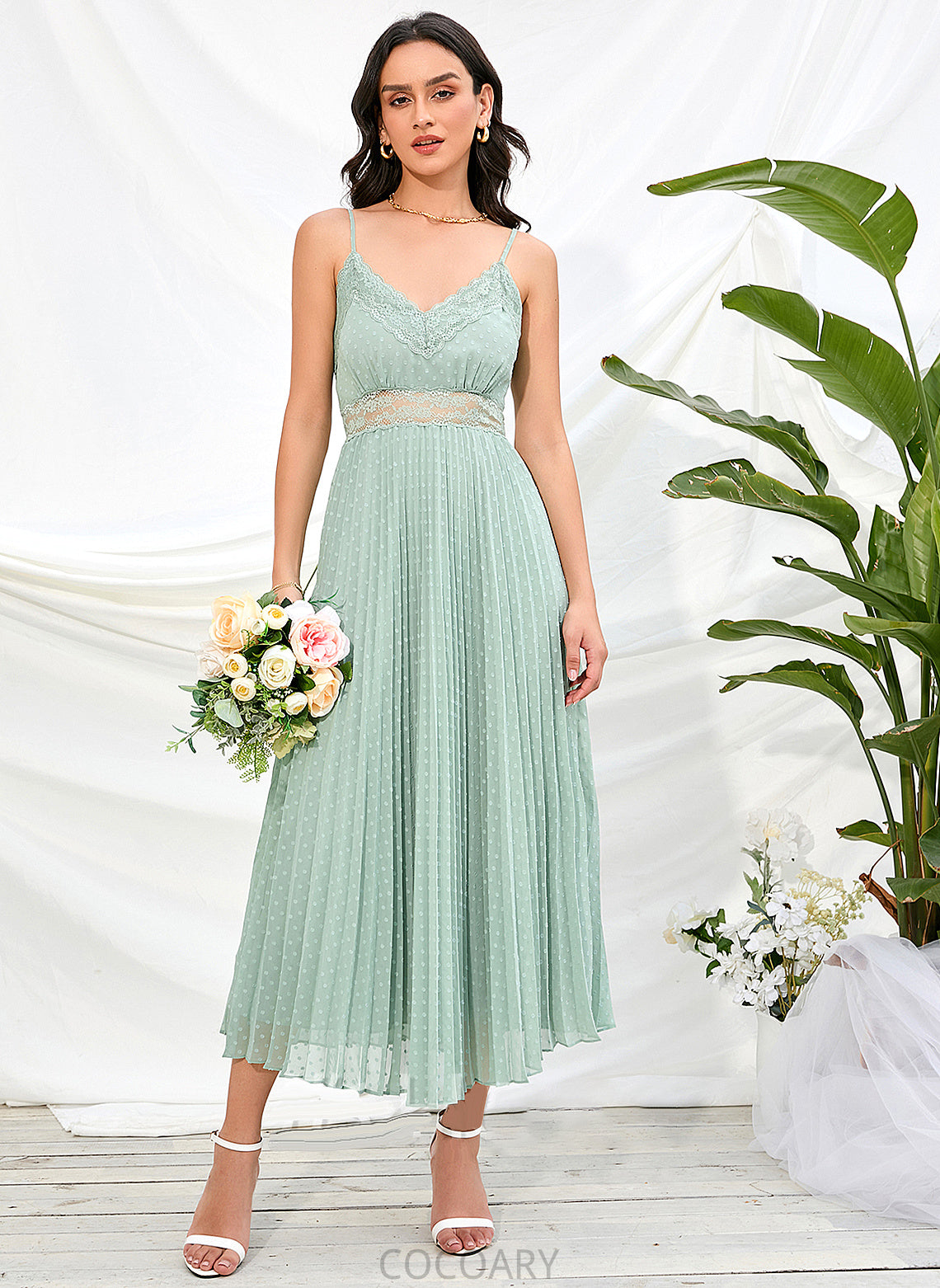 Silhouette Ankle-Length Fabric A-Line Length Straps Neckline V-neck Dayana Natural Waist Floor Length Scoop Bridesmaid Dresses