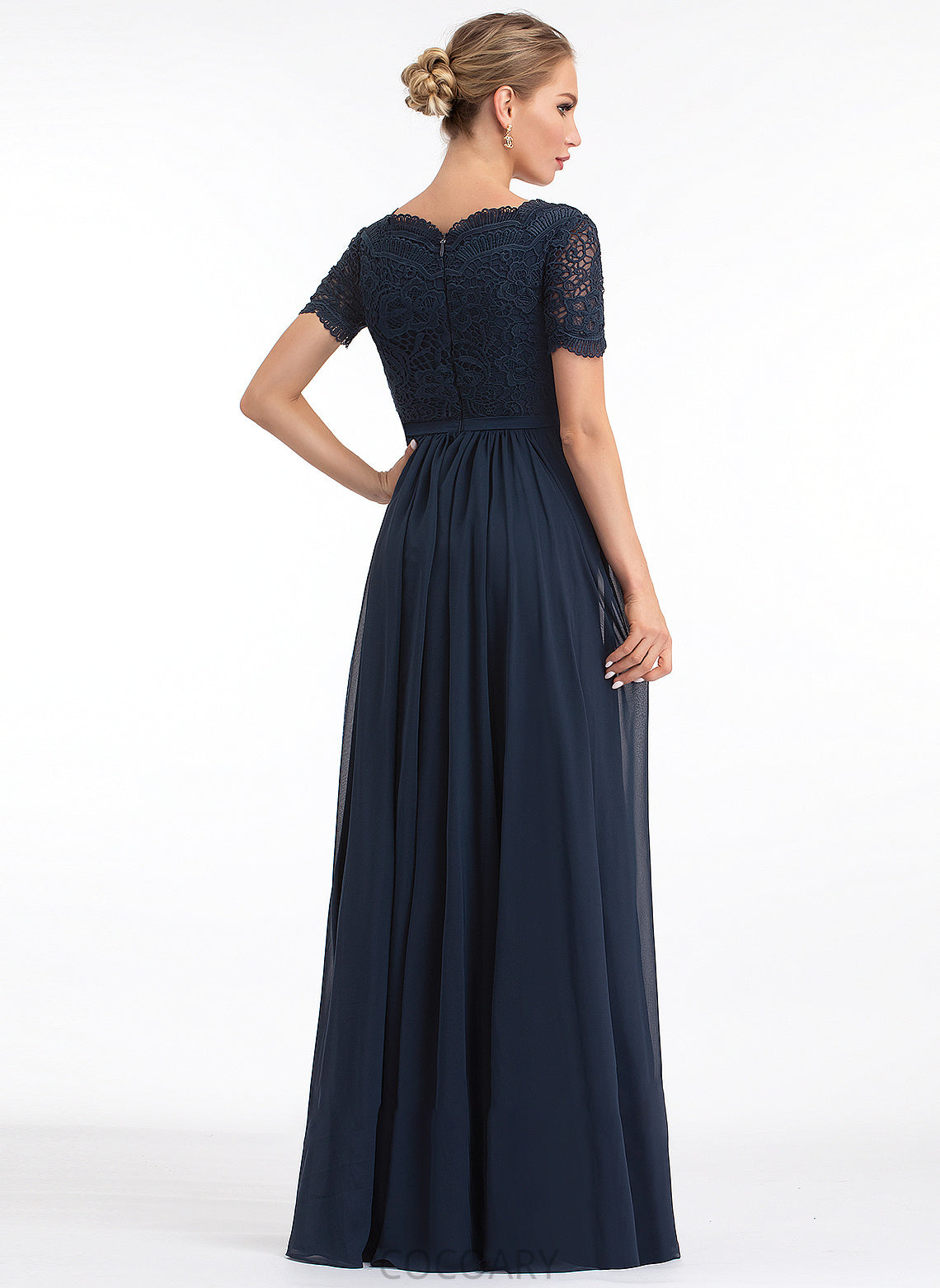 Sleeve A-Line V-neck Floor-Length Silhouette Fabric Neckline Length Lace Alannah A-Line/Princess Floor Length Bridesmaid Dresses