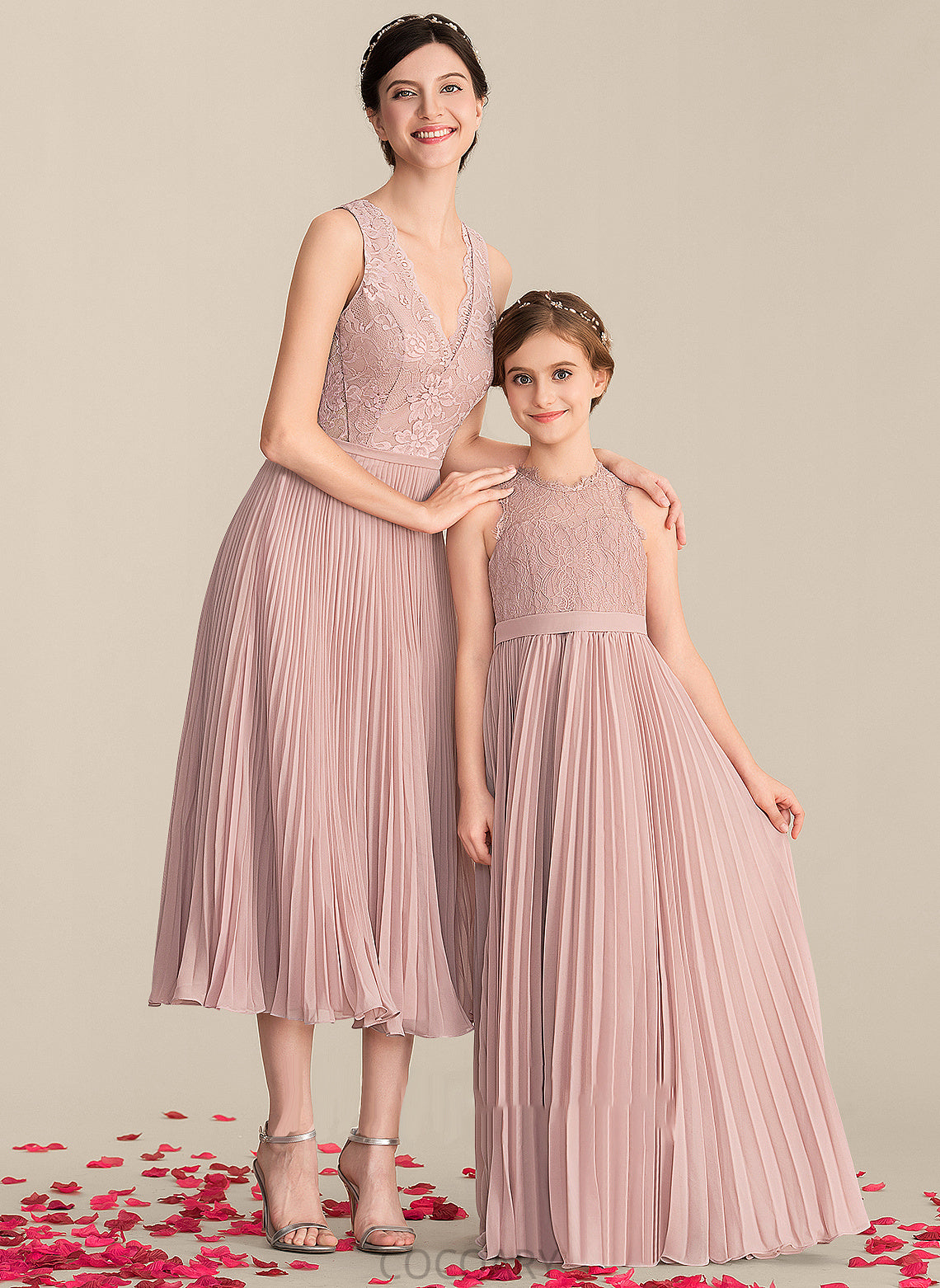 Embellishment Silhouette Length Tea-Length A-Line V-neck Pleated Neckline Fabric Marie Empire Waist Floor Length Bridesmaid Dresses