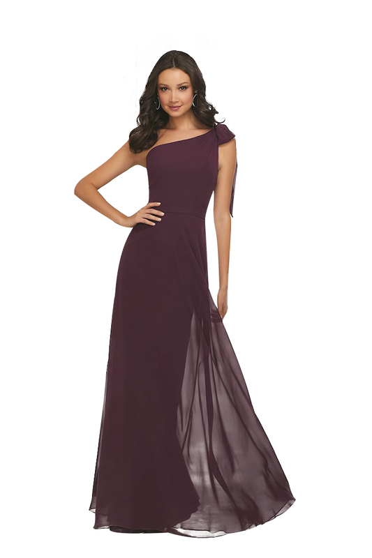 Quintina Natural Waist Floor Length One Shoulder A-Line/Princess Chiffon Sleeveless Bridesmaid Dresses