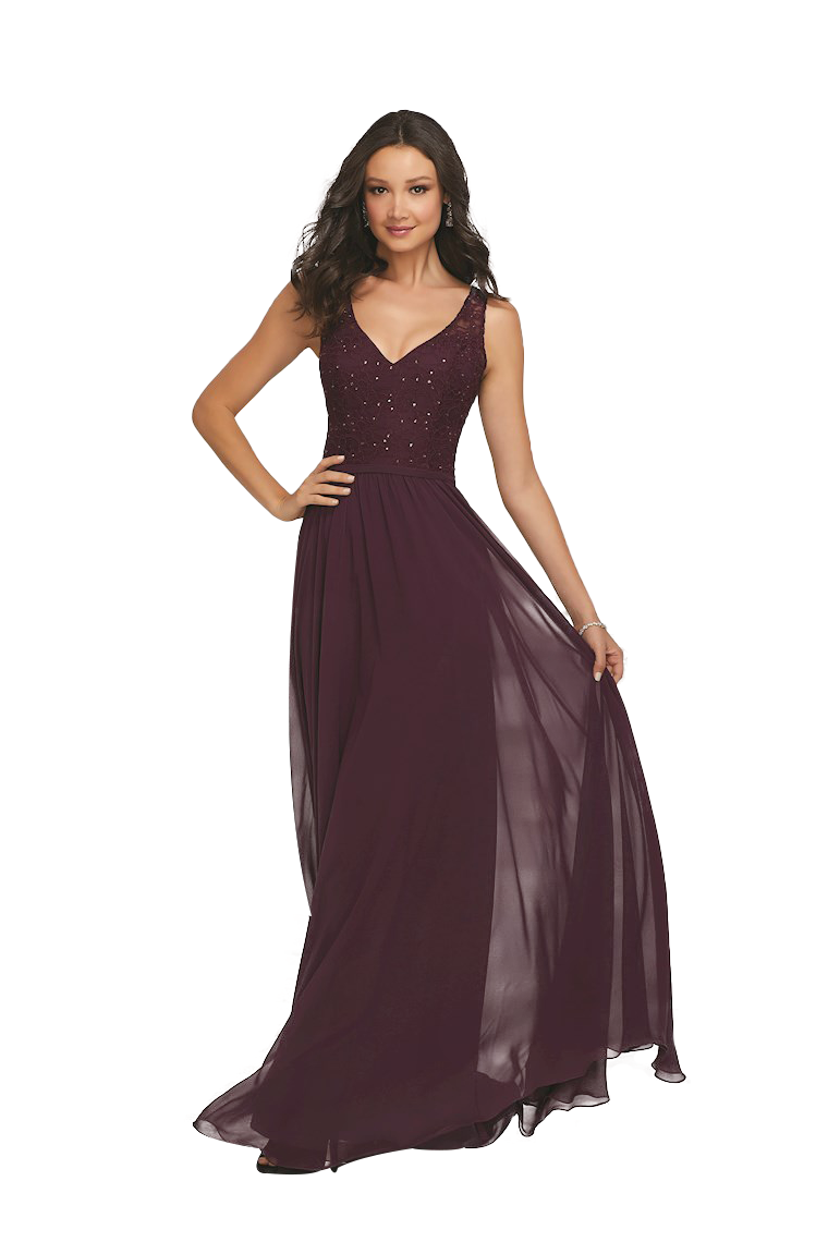 Tabitha V-Neck A-Line/Princess Natural Waist Chiffon Floor Length Sleeveless Bridesmaid Dresses