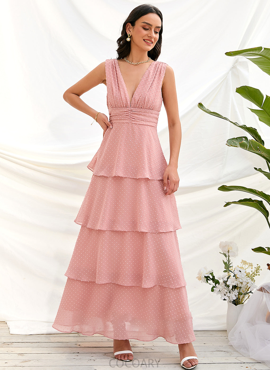 Neckline Fabric Straps V-neck Ankle-Length A-Line Silhouette Length Uerica Sleeveless A-Line/Princess Floor Length Bridesmaid Dresses