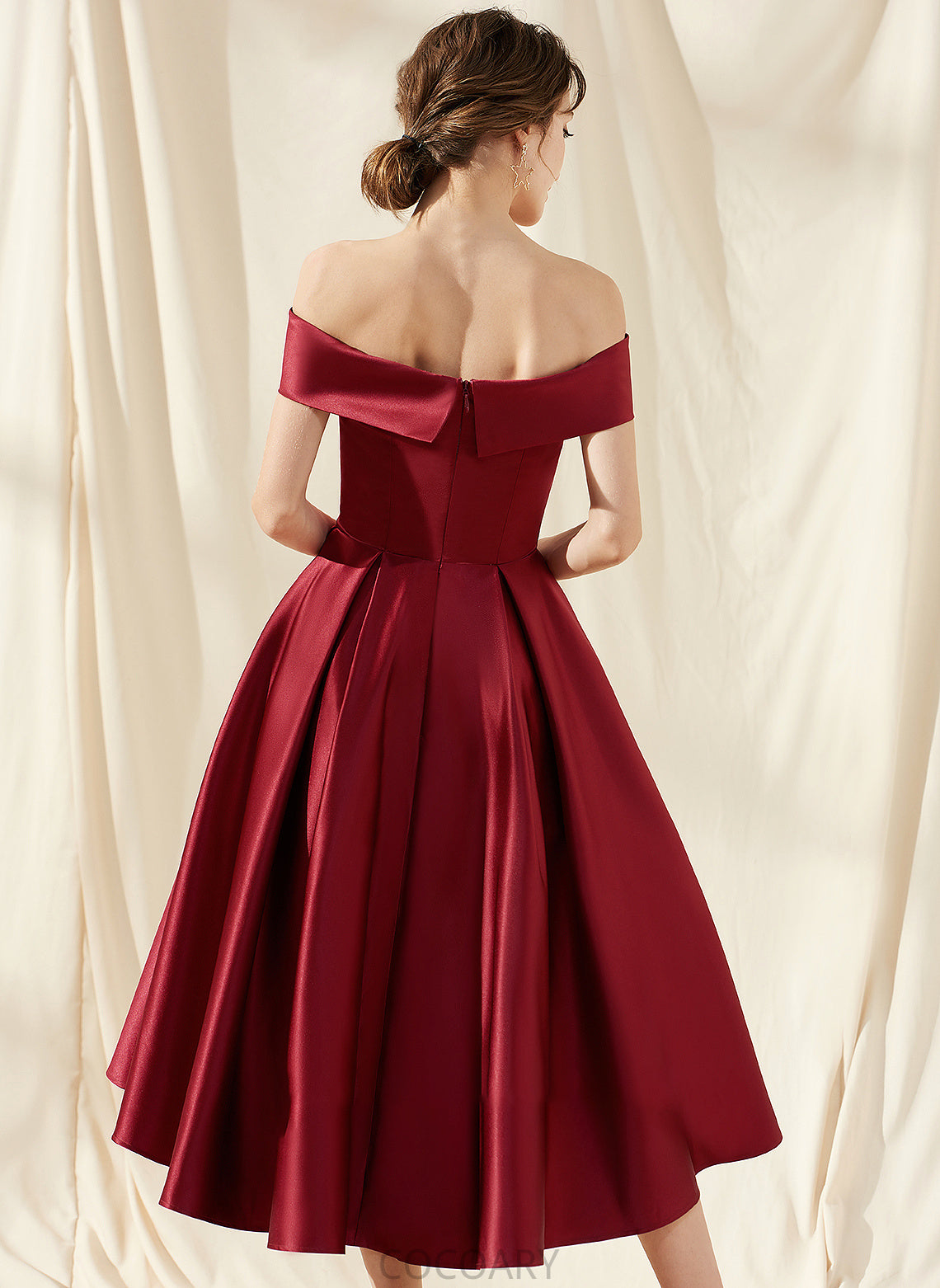 A-Line Silhouette Pockets Off-the-Shoulder Embellishment Fabric Asymmetrical Length Neckline Alma Spaghetti Staps Floor Length Bridesmaid Dresses