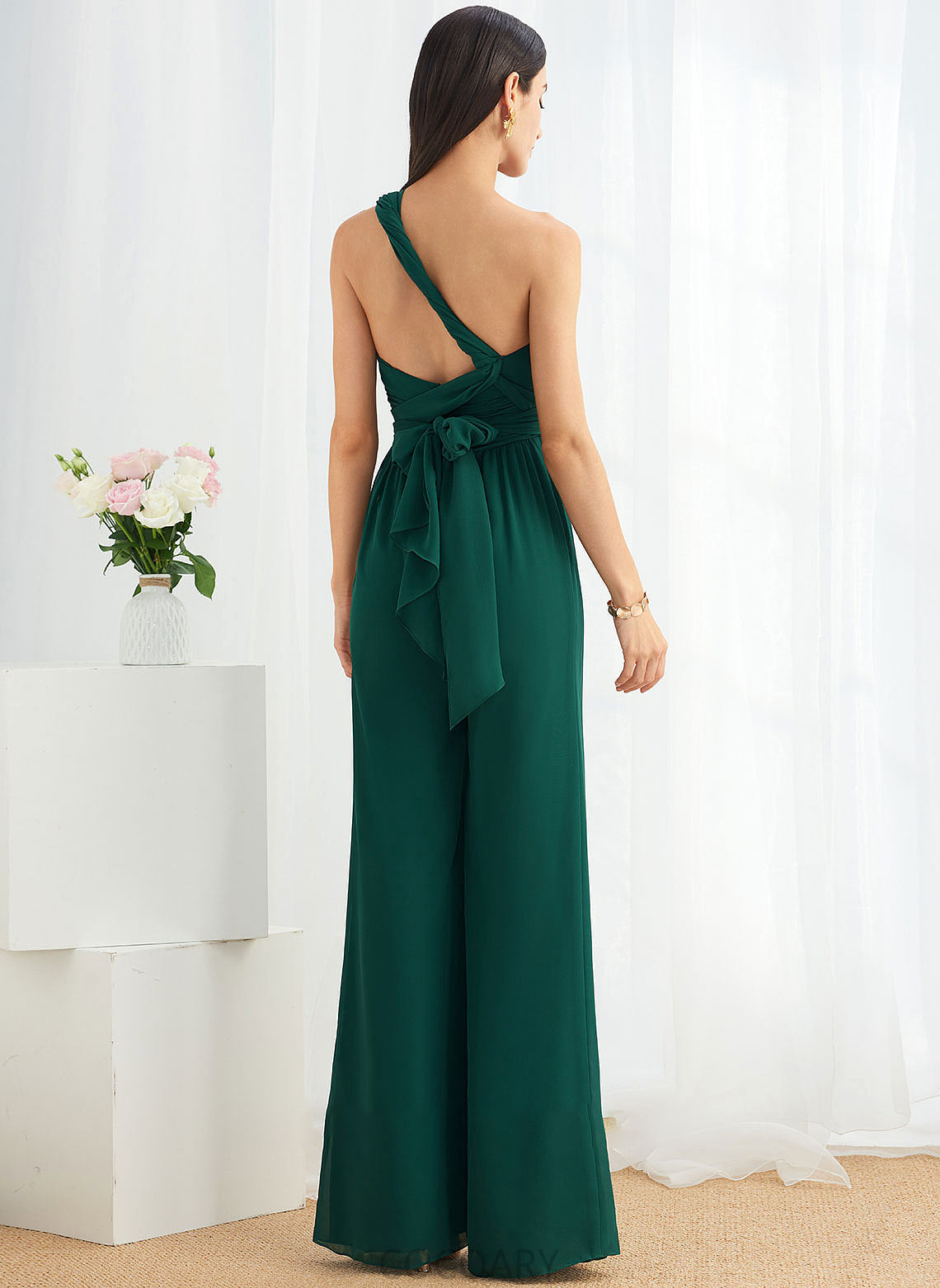 Embellishment Fabric One-Shoulder Ruffle Length Floor-Length V-neck Straps Neckline Halter HighNeck Rayne Bridesmaid Dresses