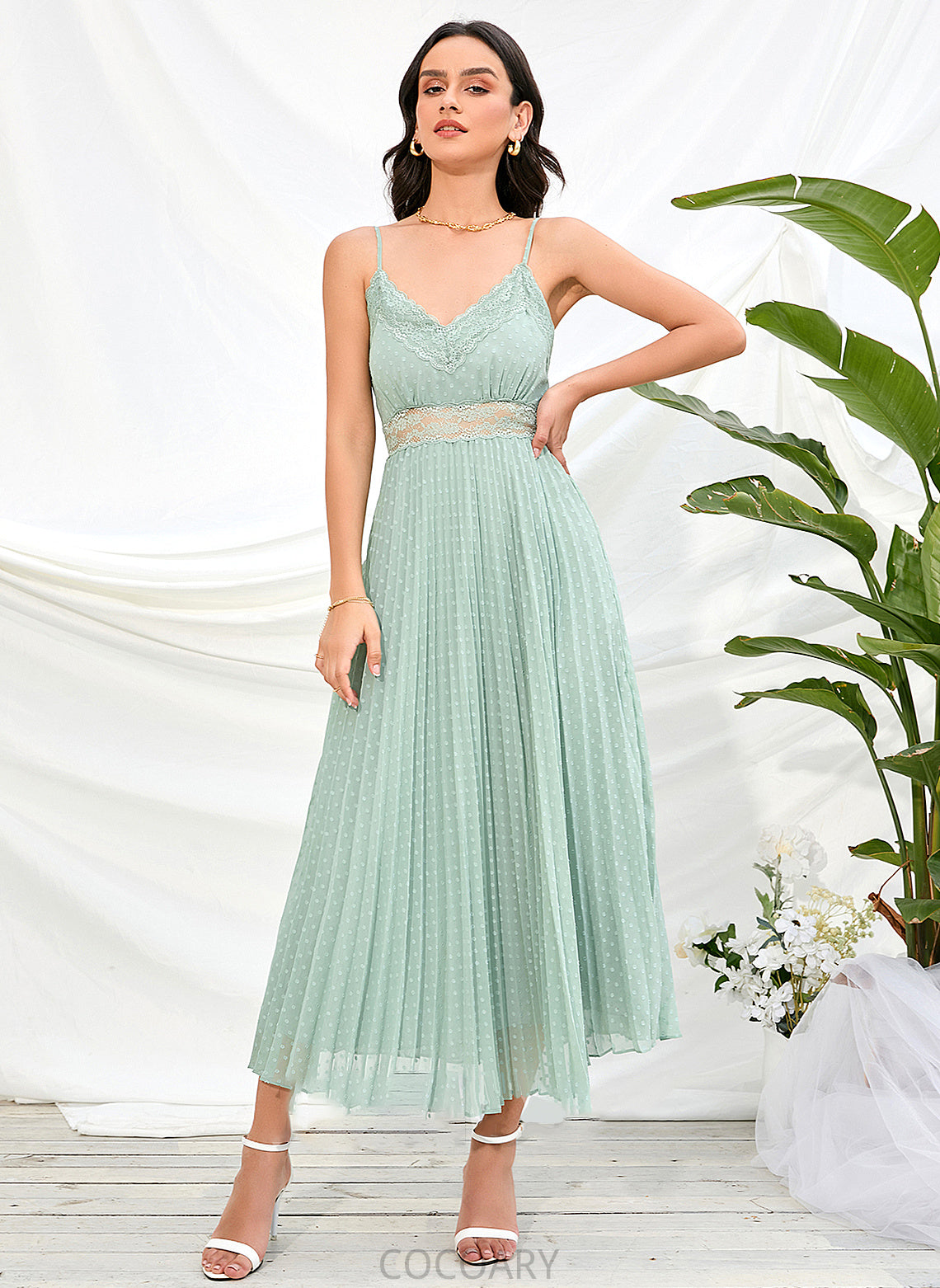 Silhouette Ankle-Length Fabric A-Line Length Straps Neckline V-neck Dayana Natural Waist Floor Length Scoop Bridesmaid Dresses