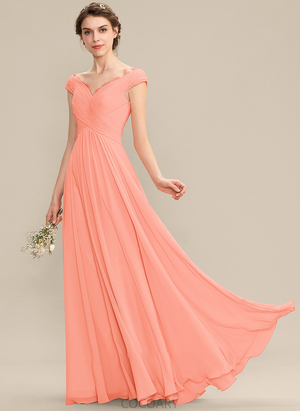 Lace Length A-Line Silhouette Floor-Length Embellishment Off-the-Shoulder Fabric Ruffle Neckline Lilia Off The Shoulder Bridesmaid Dresses