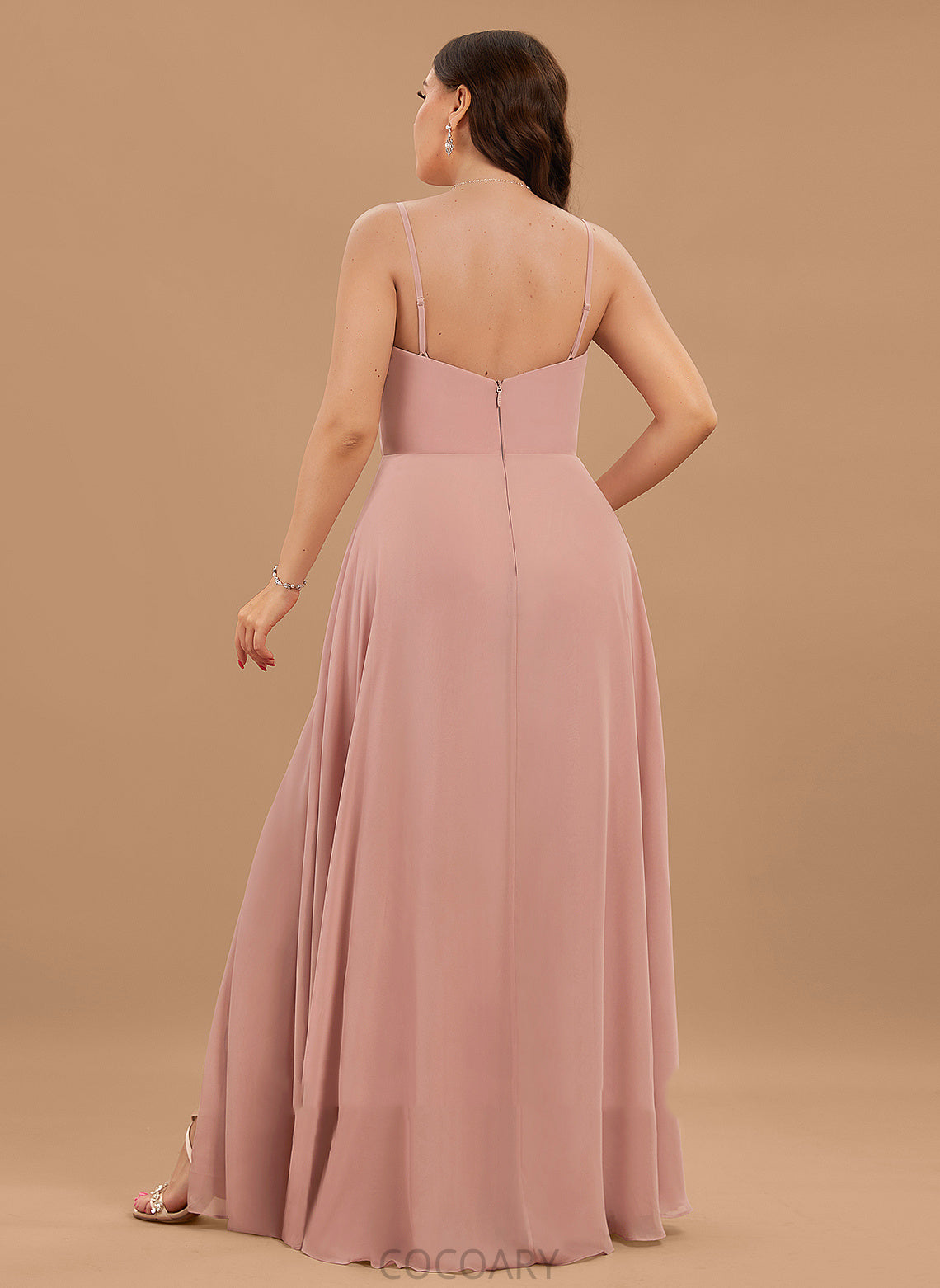 Fabric Silhouette Floor-Length V-neck Neckline Length Ruffle Embellishment SplitFront A-Line Rebekah Scoop Bridesmaid Dresses