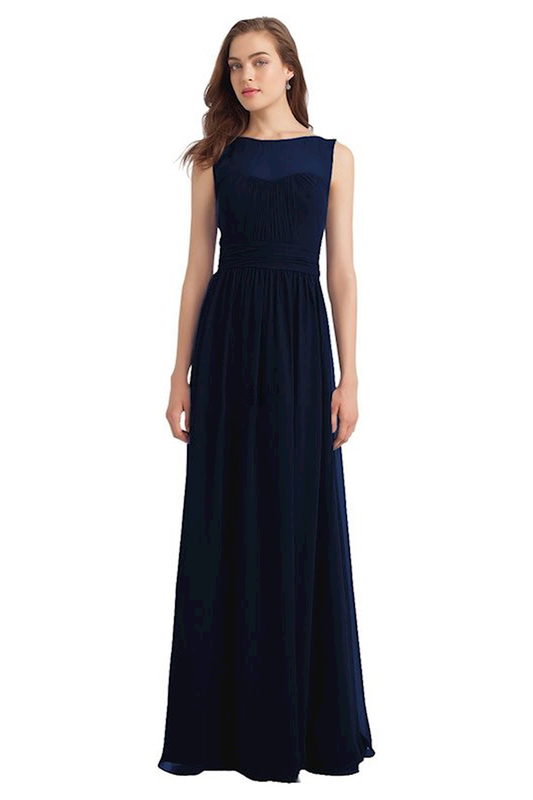 Jocelyn Sleeveless Natural Waist Floor Length A-Line/Princess Chiffon Bridesmaid Dresses