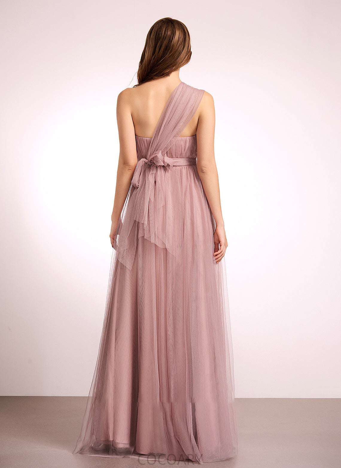 Straps Floor-Length A-Line Neckline Tulle Off-the-Shoulder One-Shoulder Fabric V-neck Silhouette Length Jaidyn Bridesmaid Dresses