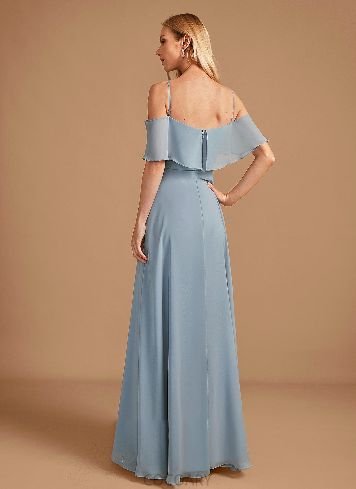 Ruffle Length A-Line Silhouette Embellishment SplitFront Neckline Fabric Floor-Length Off-the-Shoulder Lucile Floor Length Bridesmaid Dresses