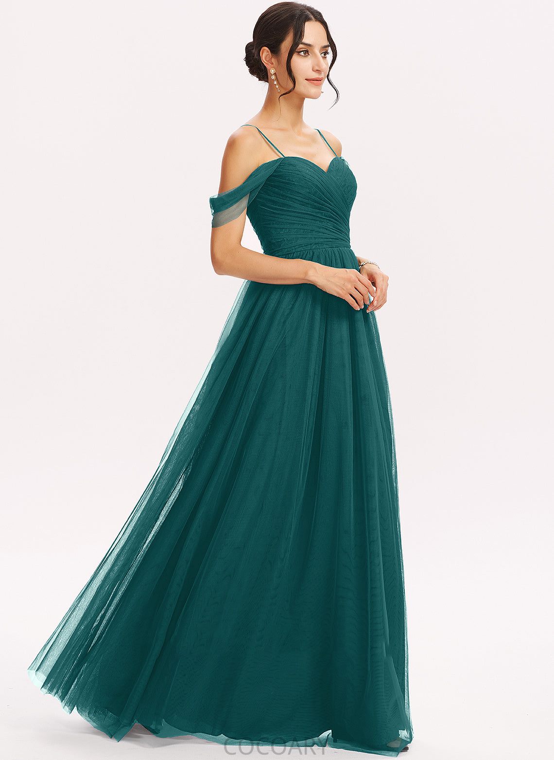 Neckline Ruffle V-neck Floor-Length Fabric Length Embellishment A-Line Silhouette Terri Natural Waist A-Line/Princess Bridesmaid Dresses