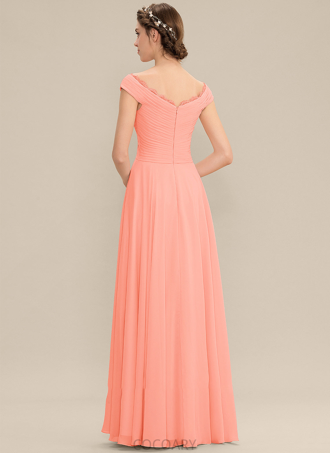 Lace Length A-Line Silhouette Floor-Length Embellishment Off-the-Shoulder Fabric Ruffle Neckline Lilia Off The Shoulder Bridesmaid Dresses