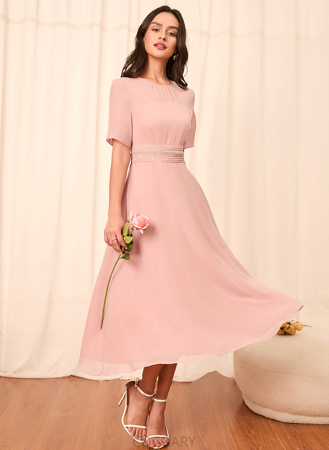 Sleeve Straps Length Silhouette A-Line Sleeves Knee-Length Fabric Jade Floor Length Scoop Sleeveless Bridesmaid Dresses