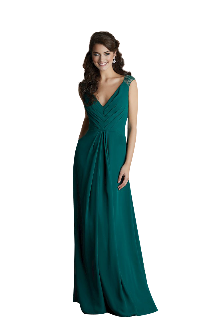 Kay Sleeveless A-Line/Princess Natural Waist Floor Length Chiffon V-Neck Bridesmaid Dresses