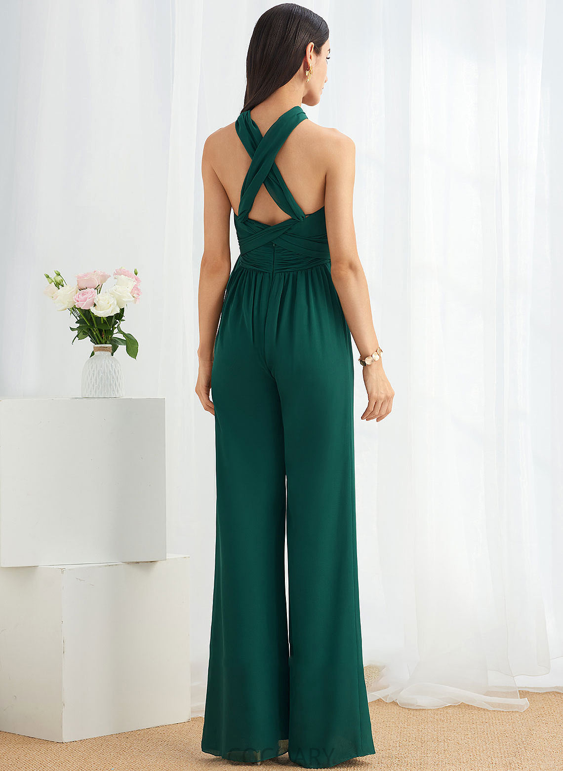 Halter HighNeck One-Shoulder Length Neckline Embellishment Fabric Floor-Length Straps Ruffle V-neck Natalia Bridesmaid Dresses