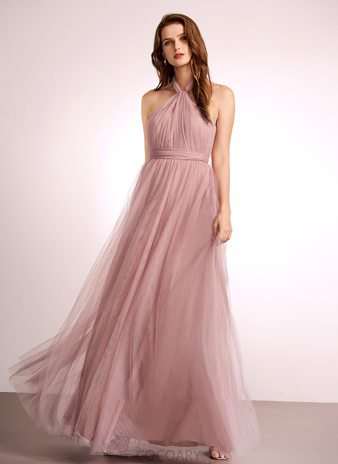 Straps Floor-Length A-Line Neckline Tulle Off-the-Shoulder One-Shoulder Fabric V-neck Silhouette Length Jaidyn Bridesmaid Dresses