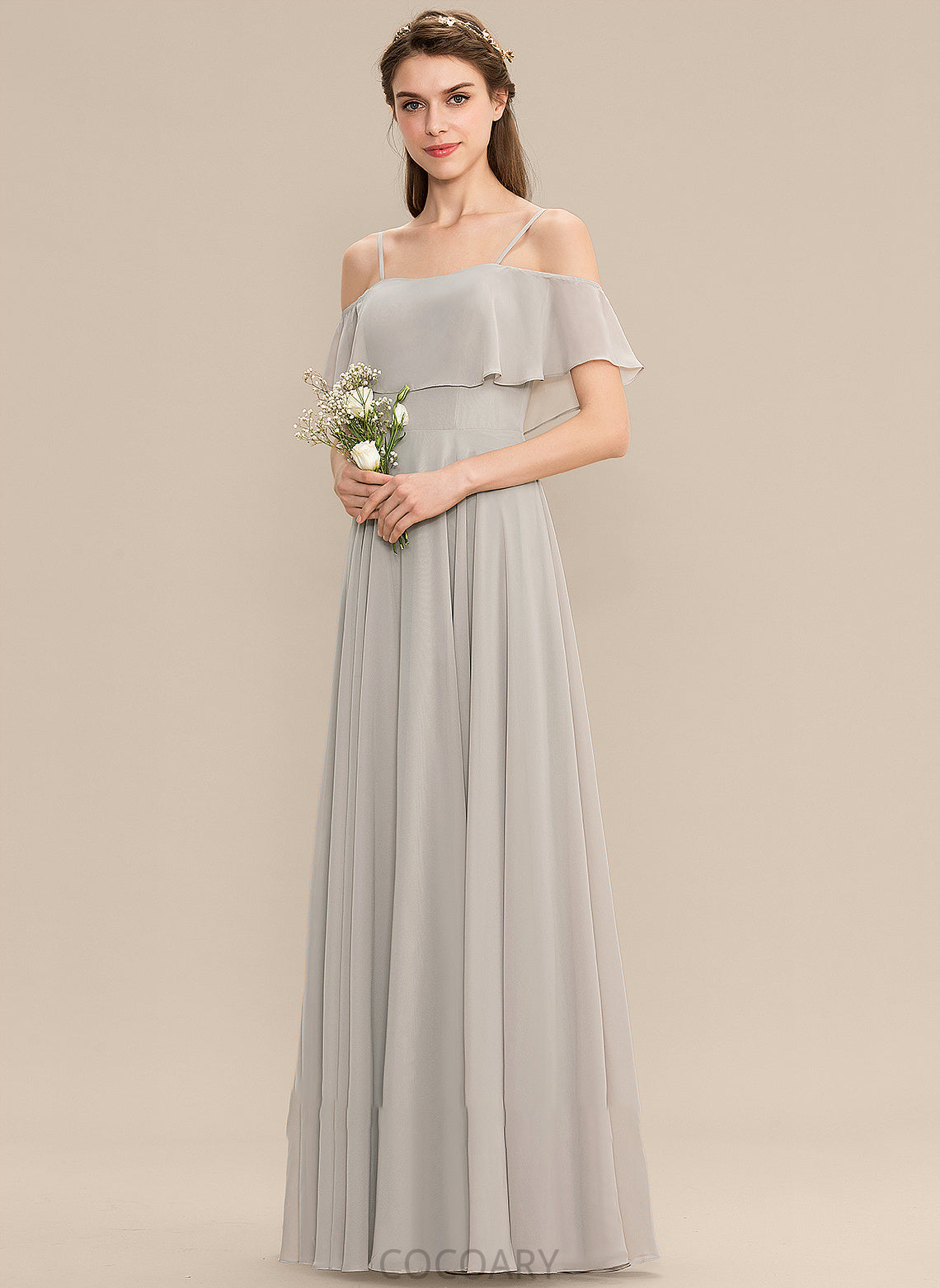 Silhouette Fabric Straps Floor-Length Off-the-Shoulder Neckline A-Line Length Rita Floor Length Off The Shoulder A-Line/Princess Bridesmaid Dresses