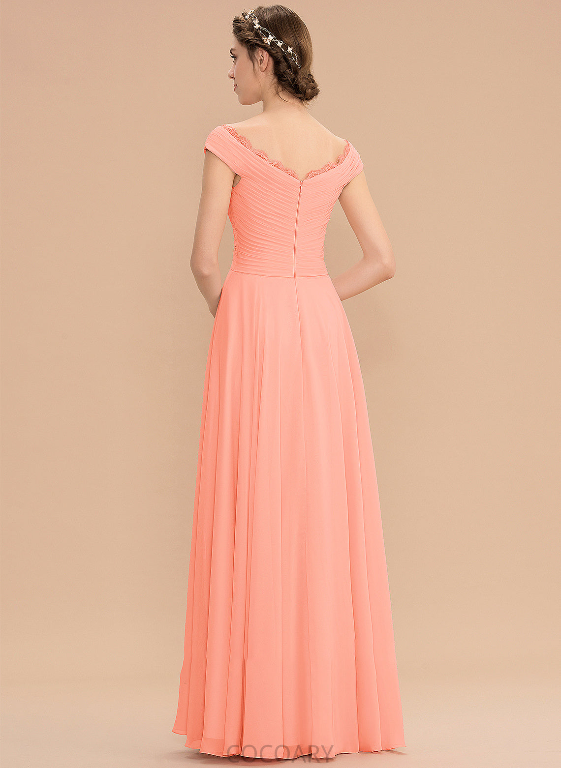 Lace Length A-Line Silhouette Floor-Length Embellishment Off-the-Shoulder Fabric Ruffle Neckline Lilia Off The Shoulder Bridesmaid Dresses