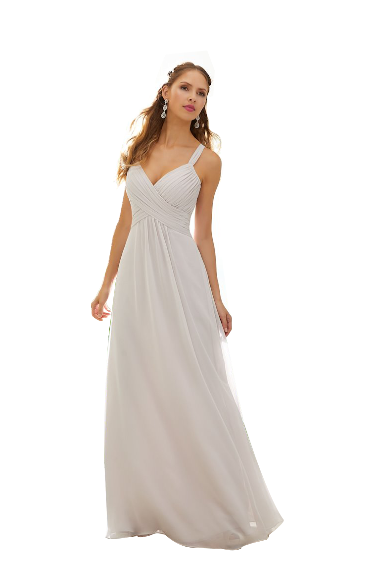 Elva A-Line/Princess V-Neck Chiffon Floor Length Sleeveless Natural Waist Bridesmaid Dresses