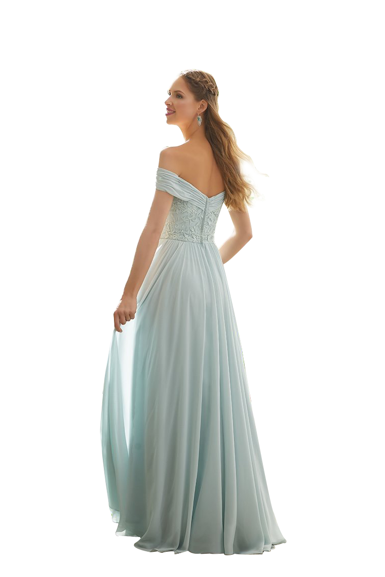 Phoenix Floor Length Natural Waist Chiffon A-Line/Princess Sleeveless Off The Shoulder Bridesmaid Dresses