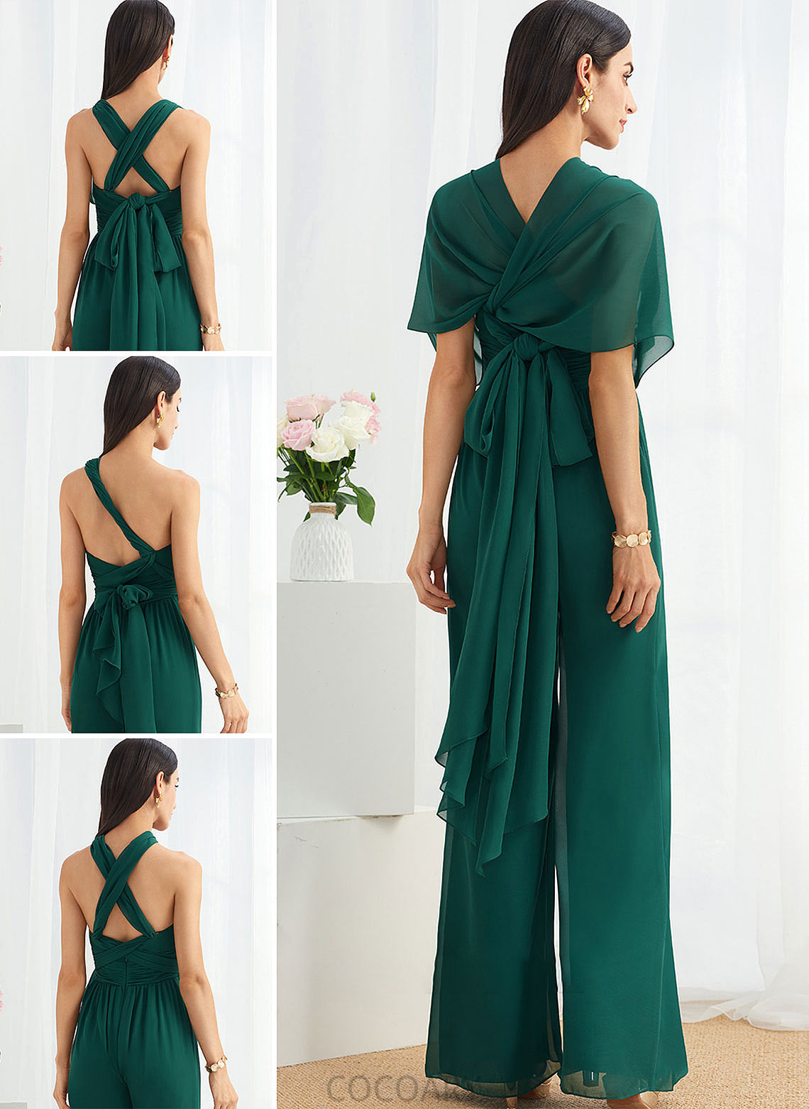 Halter HighNeck One-Shoulder Length Neckline Embellishment Fabric Floor-Length Straps Ruffle V-neck Natalia Bridesmaid Dresses