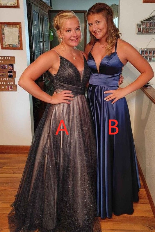 Pretty A-line V-neck Simple Prom Dresses Elegant Party Dresses