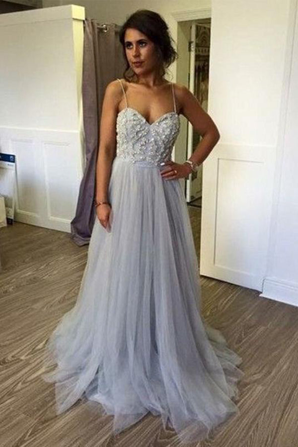 Charming Spaghetti Straps Sweetheart With Beading Prom Dresses