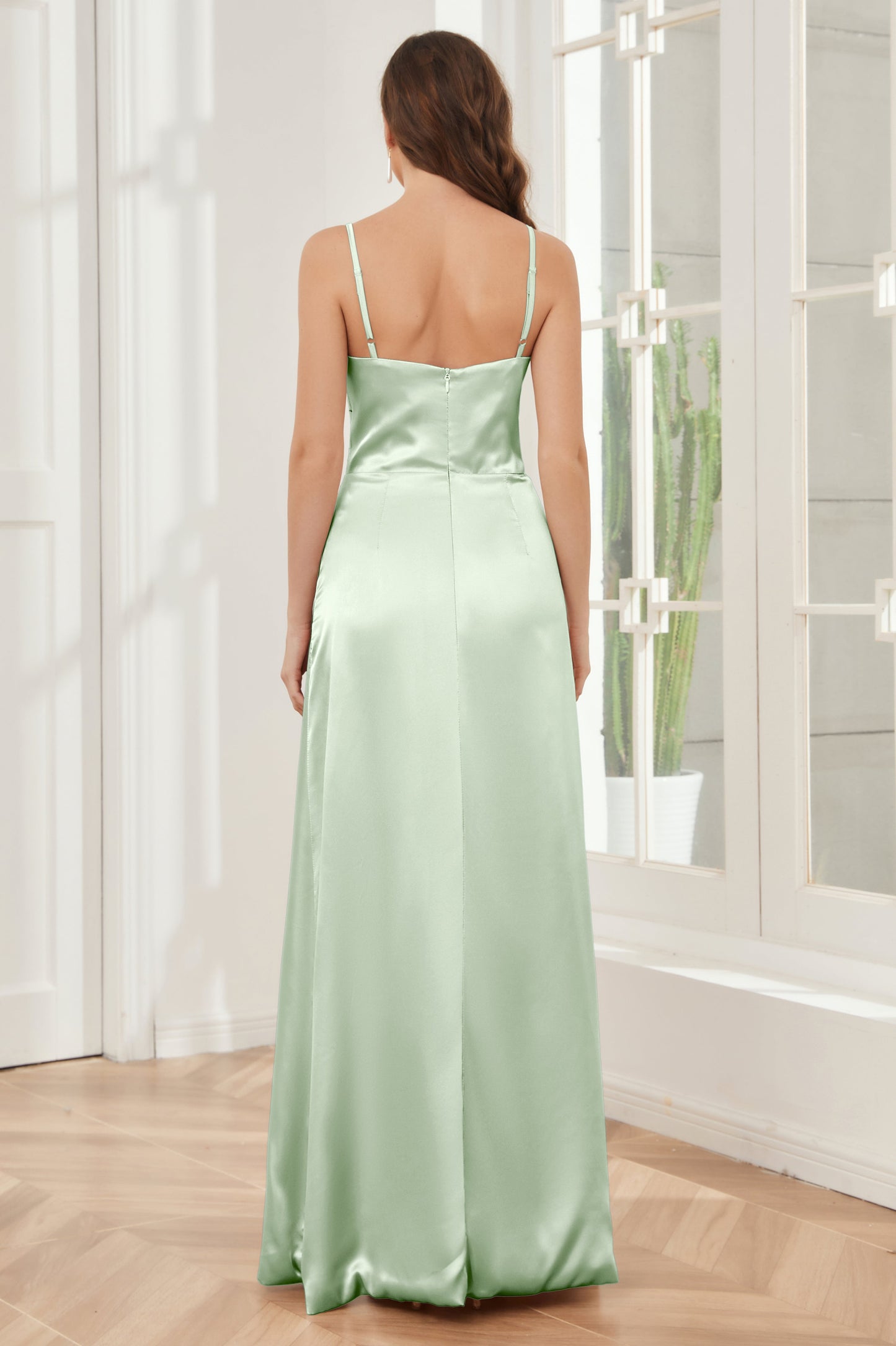 Sheath Soft Satin Bridesmaid Dress with Side Slit